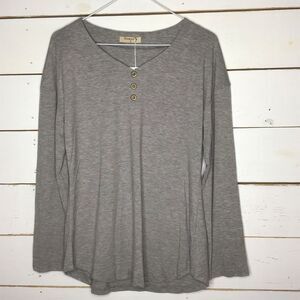 New Nomorer Blouse Top Jersey V-Neck Long Sleeve